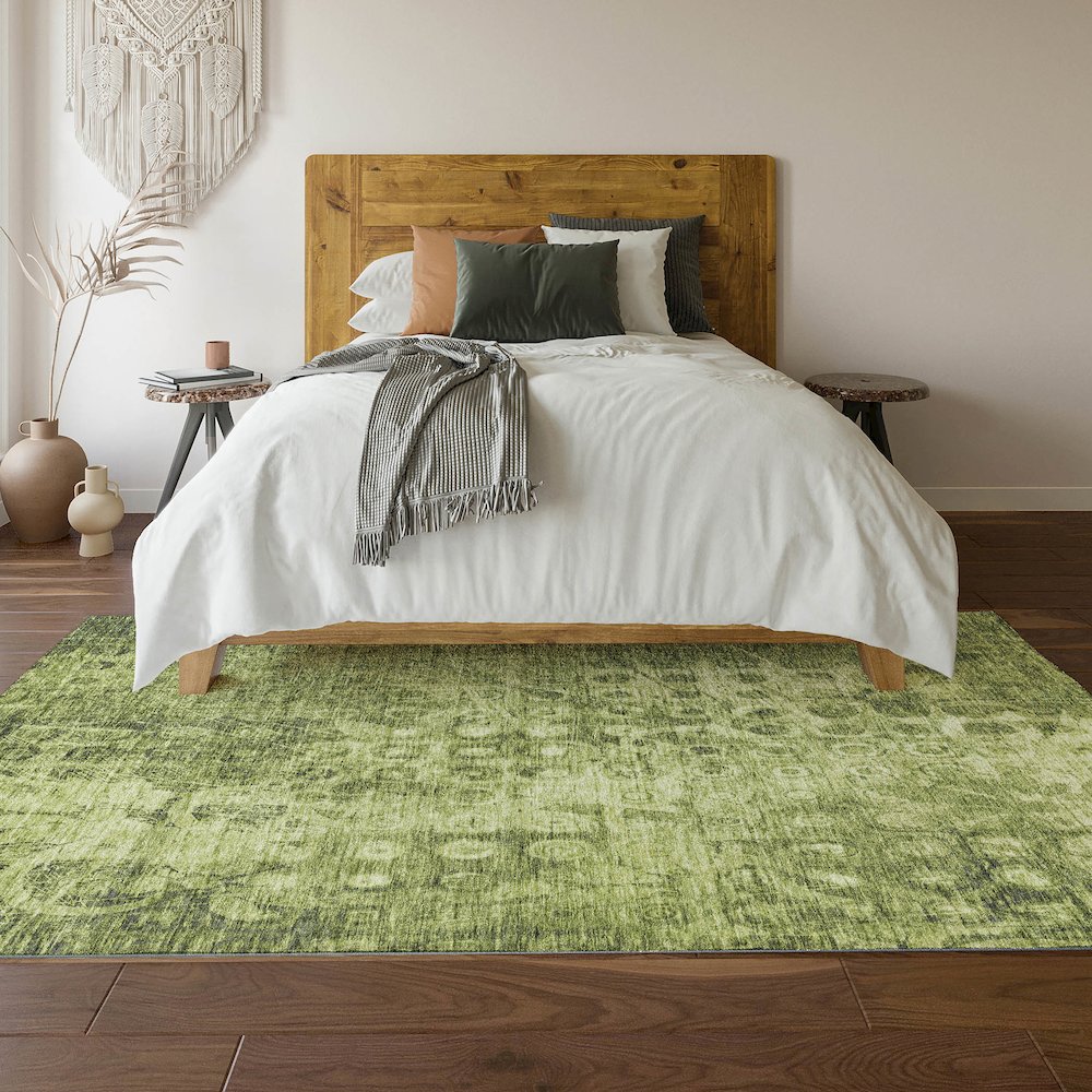 Premium Machine Washable Mayfield  Olive 2'6" x 3'10" Rug. Picture 6