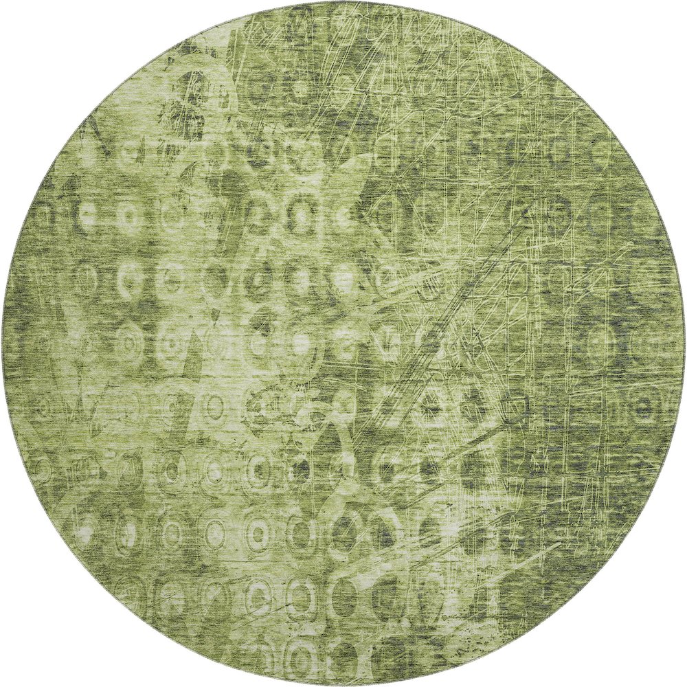 Premium Machine Washable Mayfield  Olive 8' x 8' Round Rug. Picture 1