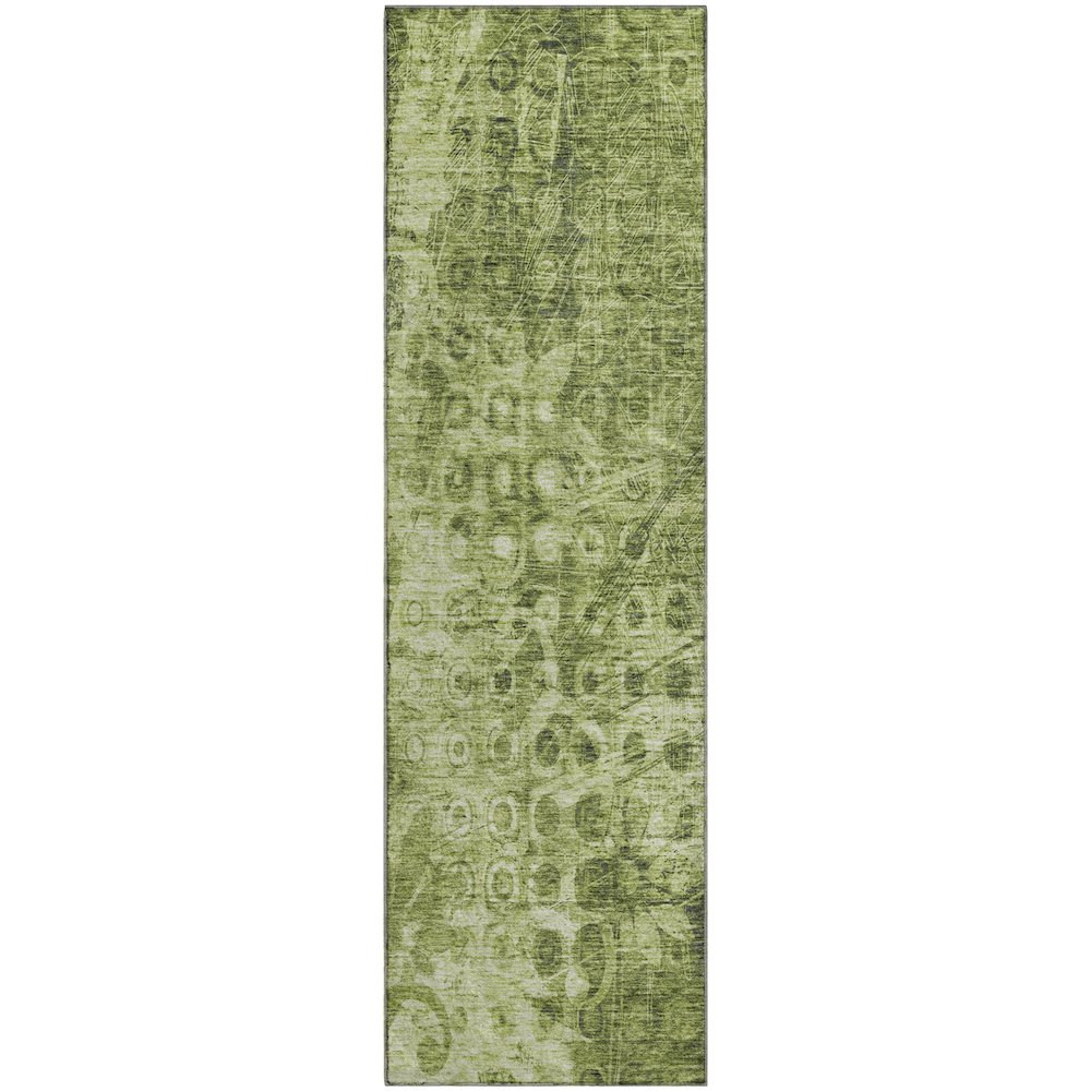 Premium Machine Washable Mayfield  Olive 2'3" x 7'6" Runner Rug. Picture 1