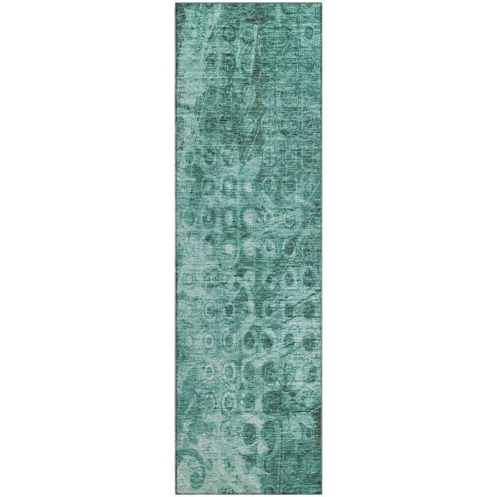 Premium Machine Washable Mayfield  Teal 2'3" x 7'6" Runner Rug. Picture 1