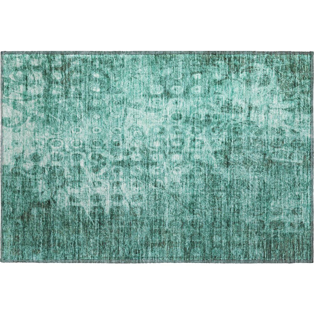 Premium Machine Washable Mayfield  Teal 1'8" x 2'6" Rug. Picture 1