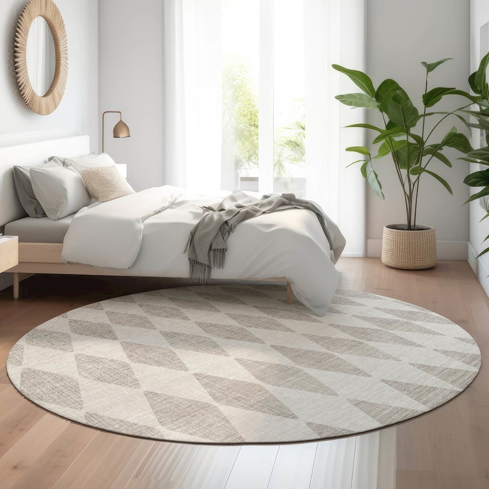 Premium Machine Washable Mayfield  Beige 8' x 8' Round Rug. Picture 5