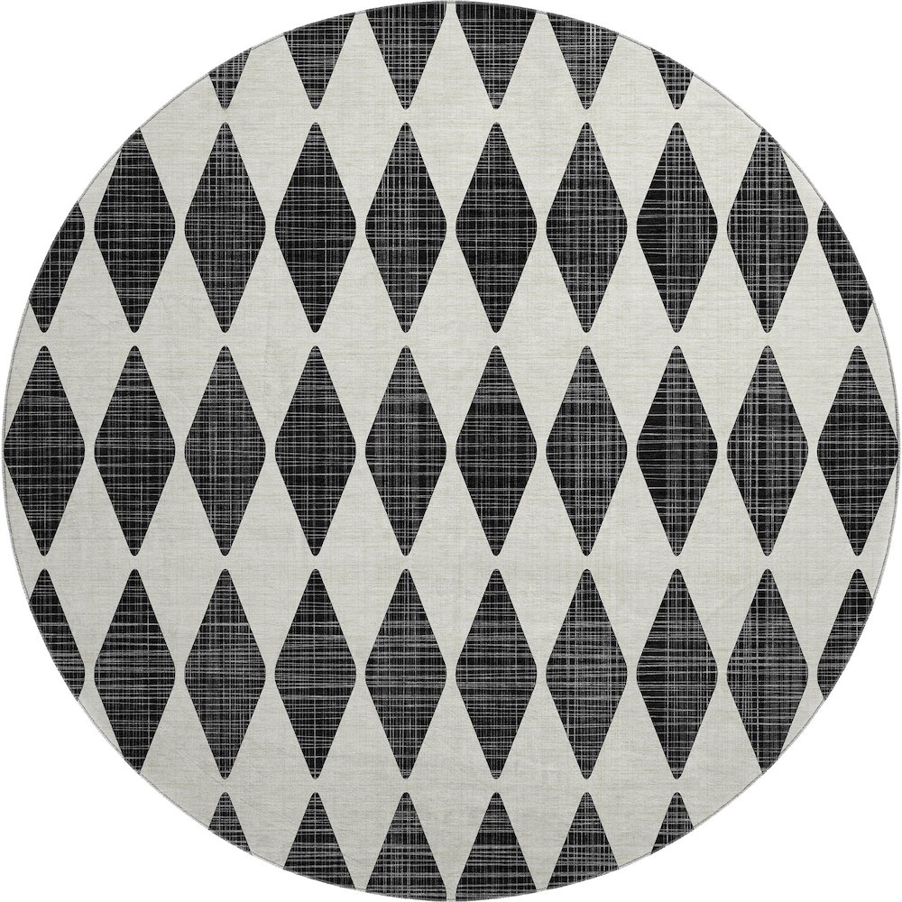 Premium Machine Washable Mayfield  Black 8' x 8' Round Rug. Picture 1