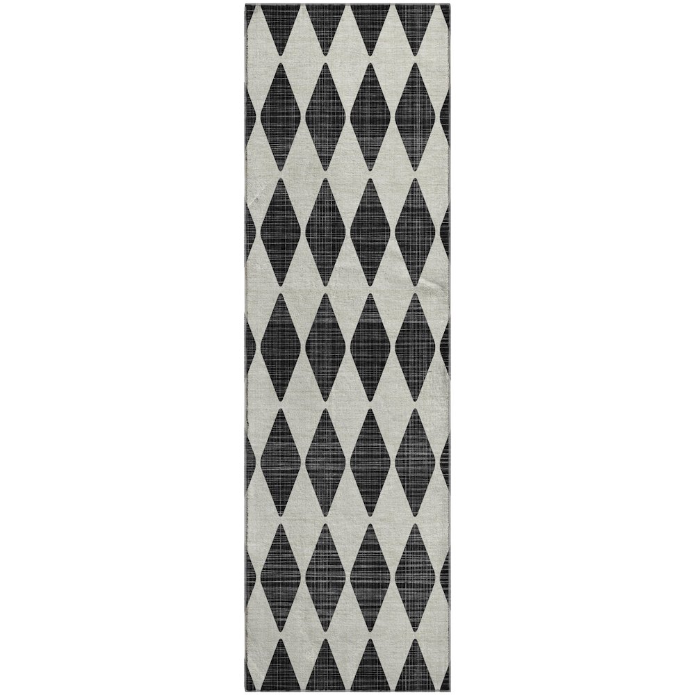 Premium Machine Washable Mayfield  Black 2'3" x 7'6" Runner Rug. Picture 1
