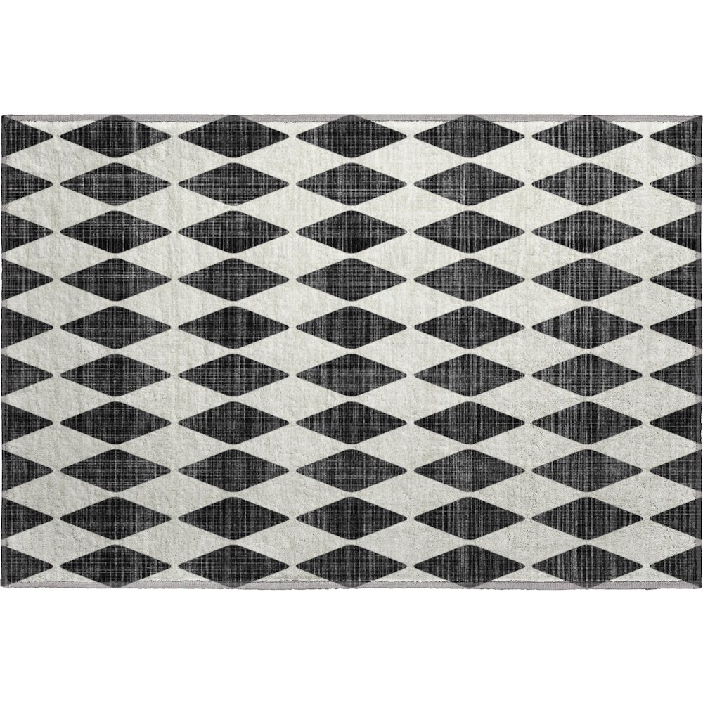 Premium Machine Washable Mayfield  Black 1'8" x 2'6" Rug. Picture 1