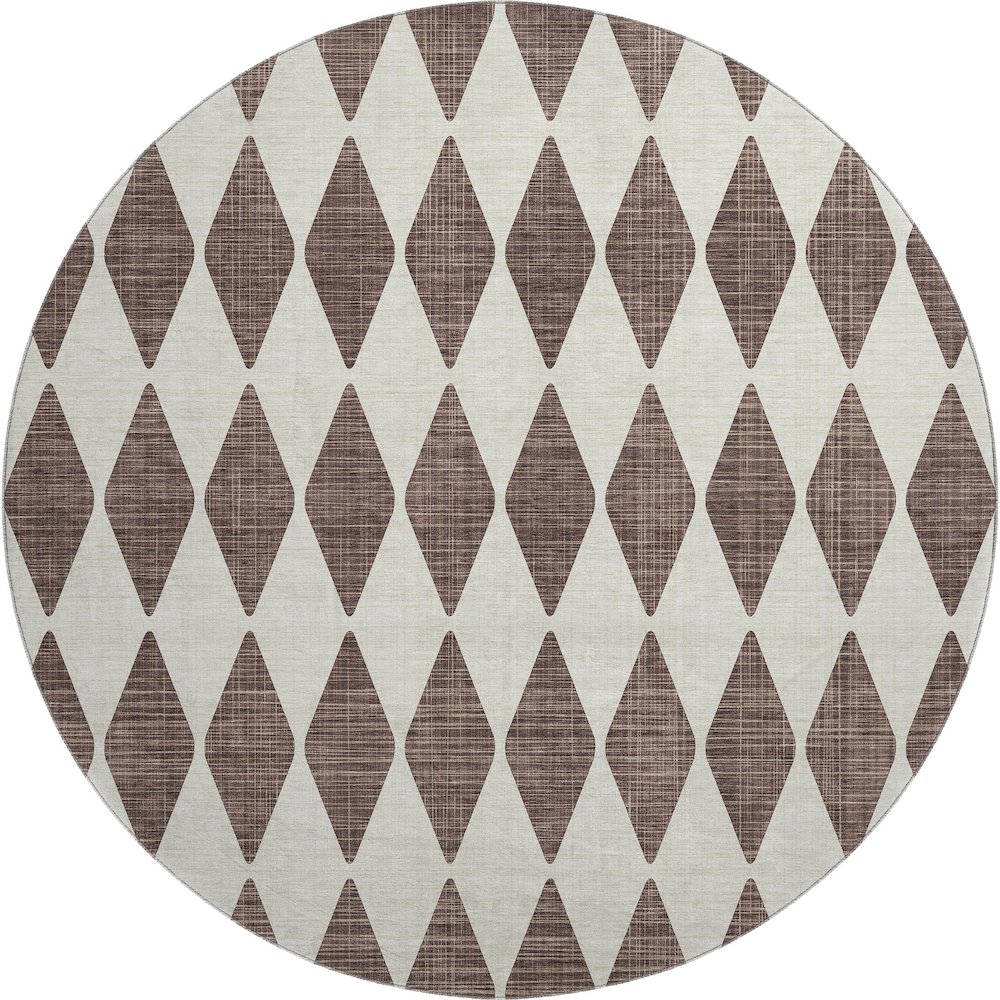 Premium Machine Washable Mayfield  Brown 8' x 8' Round Rug. Picture 1