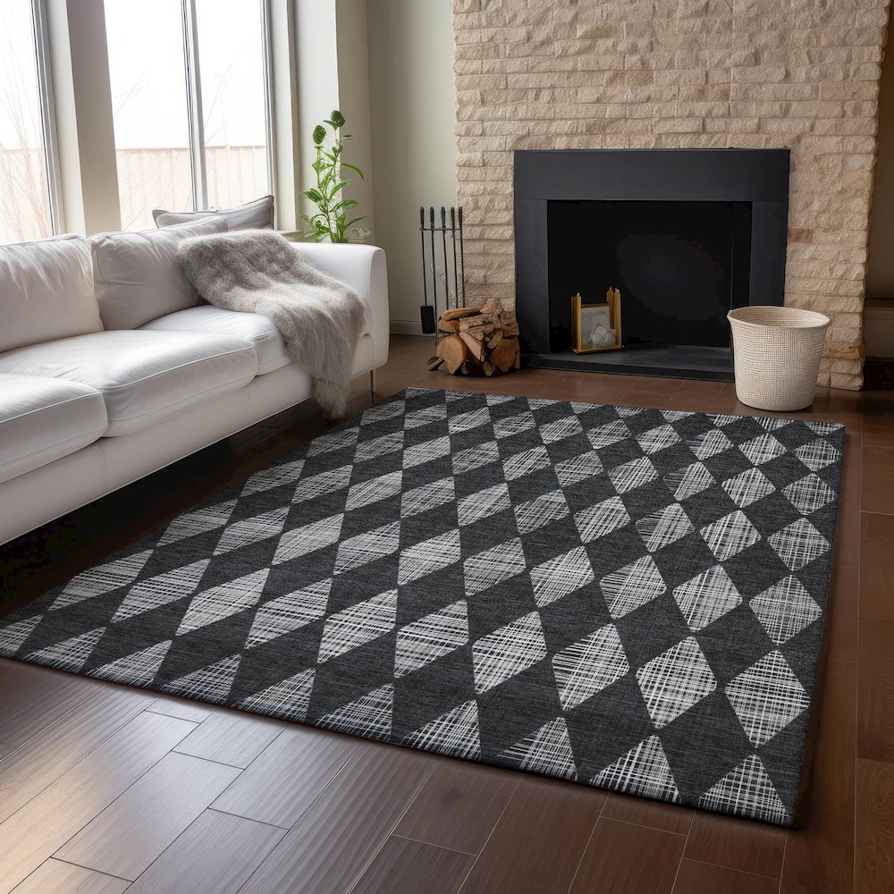 Premium Machine Washable Mayfield  Charcoal 2'6" x 3'10" Rug. Picture 6