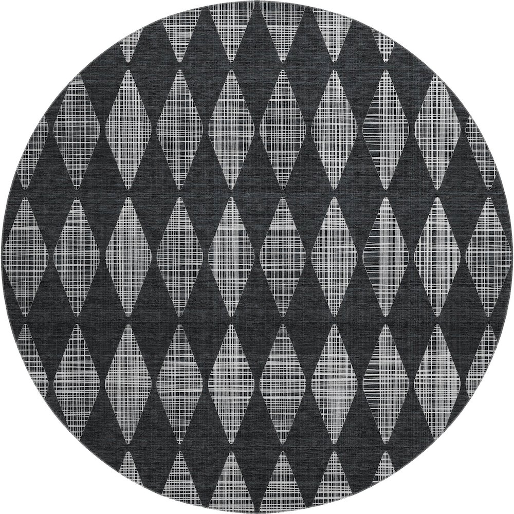 Premium Machine Washable Mayfield  Charcoal 8' x 8' Round Rug. Picture 1