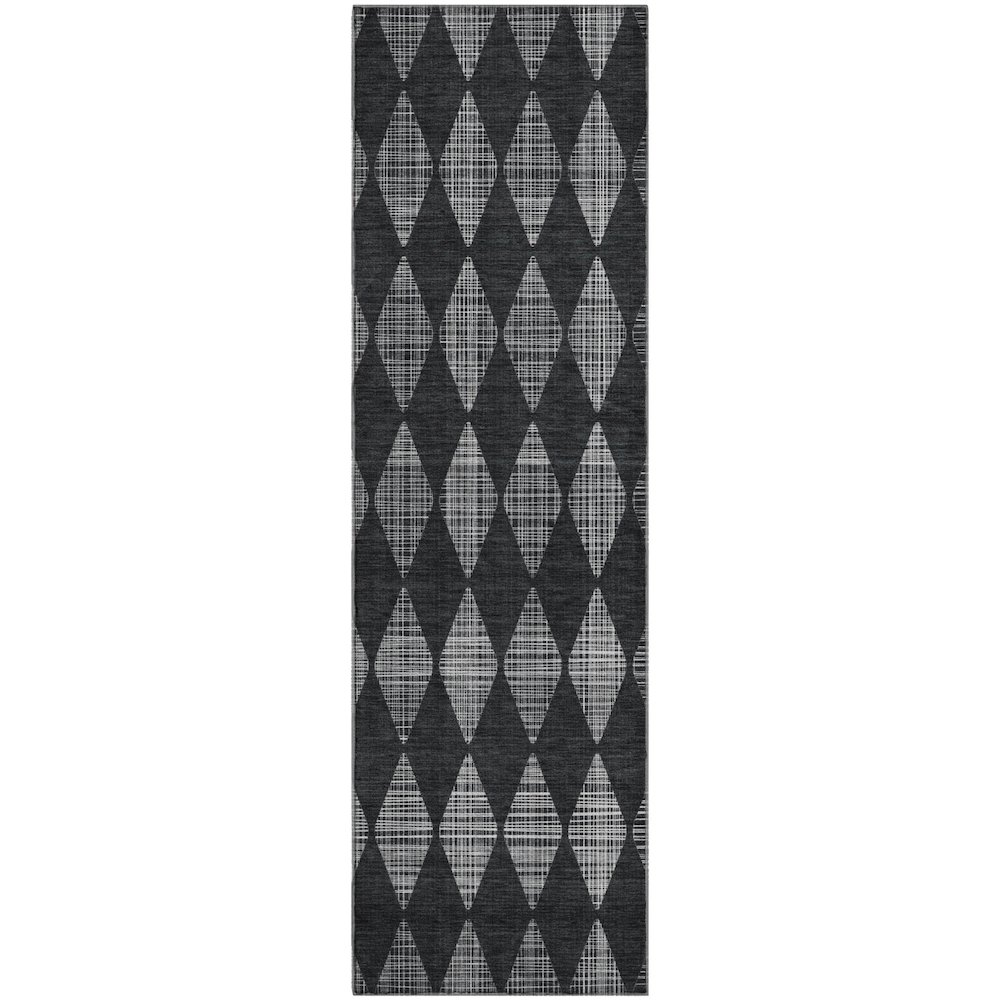 Premium Machine Washable Mayfield  Charcoal 2'3" x 7'6" Runner Rug. Picture 1