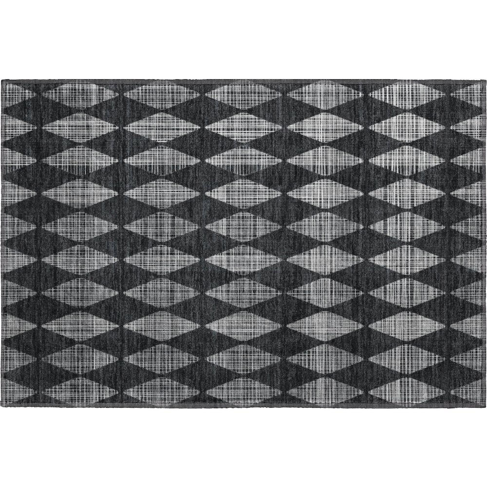 Premium Machine Washable Mayfield  Charcoal 1'8" x 2'6" Rug. Picture 1