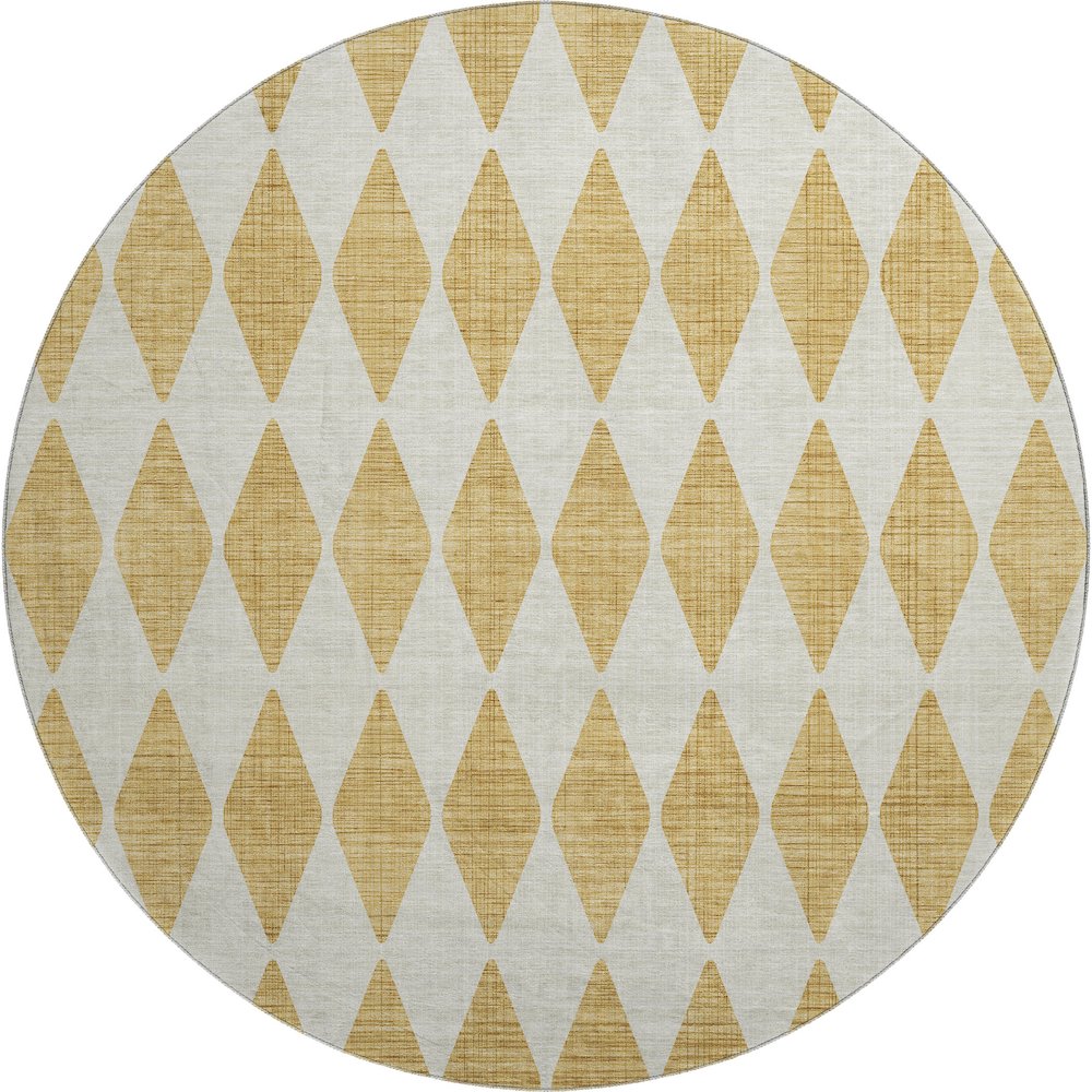 Premium Machine Washable Mayfield  Gold 8' x 8' Round Rug. Picture 1
