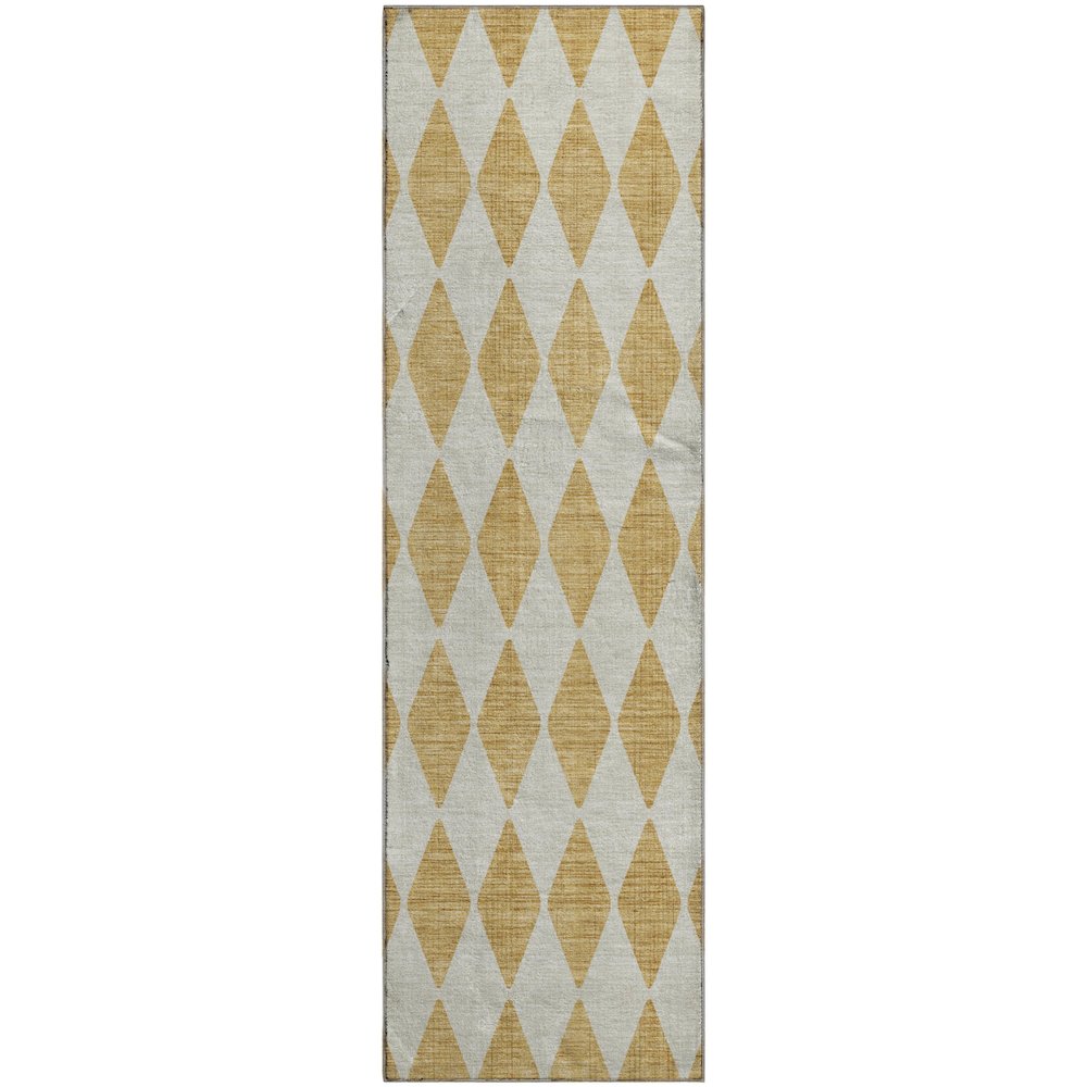 Premium Machine Washable Mayfield  Gold 2'3" x 7'6" Runner Rug. Picture 1