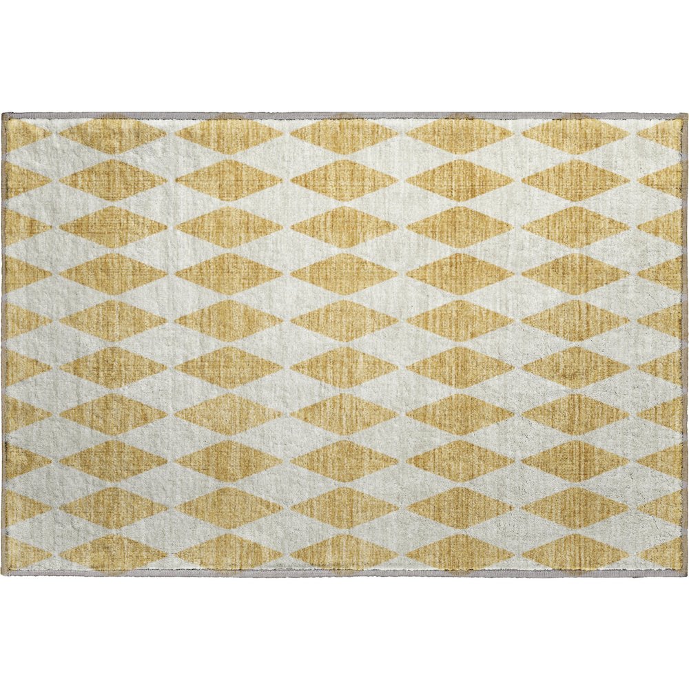 Premium Machine Washable Mayfield  Gold 1'8" x 2'6" Rug. Picture 1