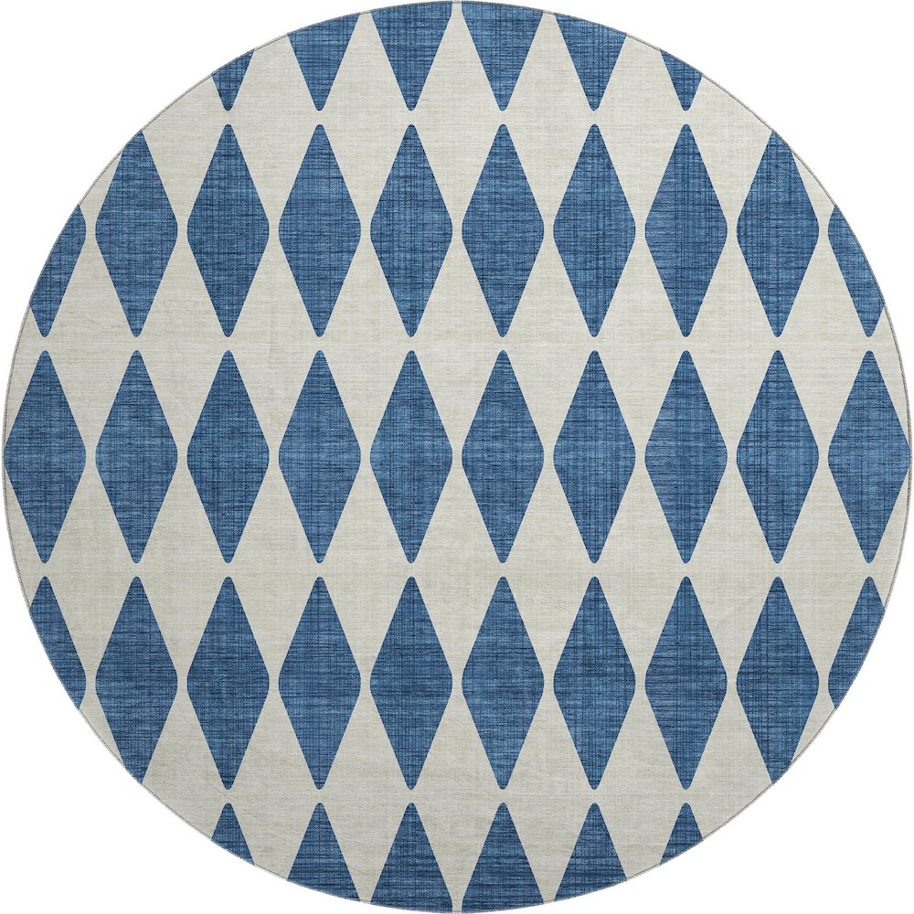 Premium Machine Washable Mayfield  Navy 8' x 8' Round Rug. Picture 1