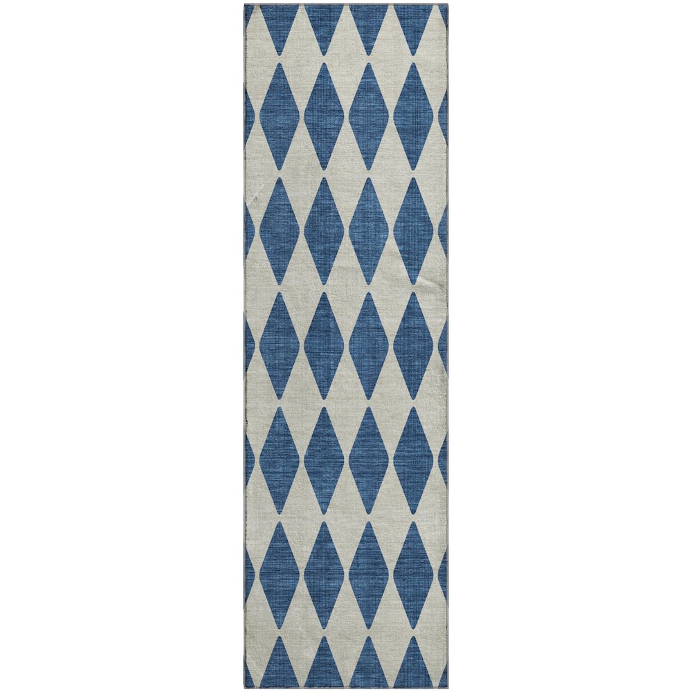 Premium Machine Washable Mayfield  Navy 2'3" x 7'6" Runner Rug. Picture 1
