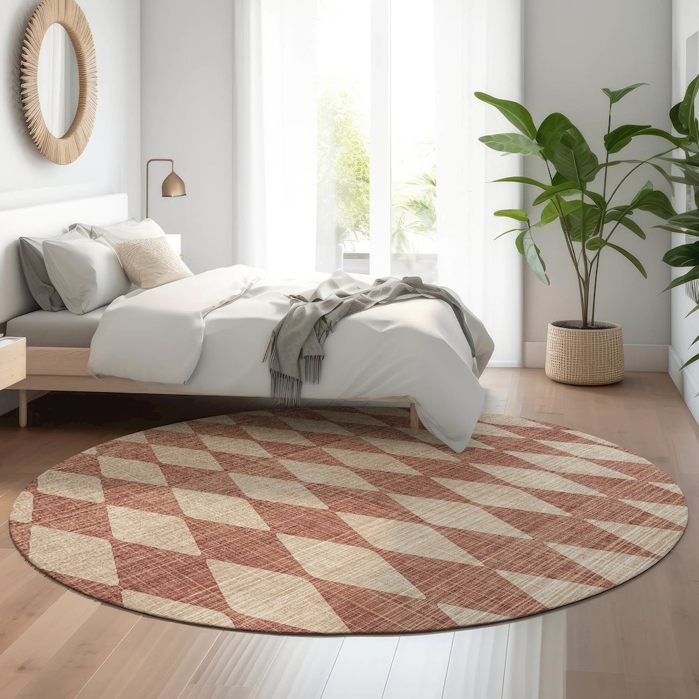 Premium Machine Washable Mayfield  Paprika 8' x 8' Round Rug. Picture 5