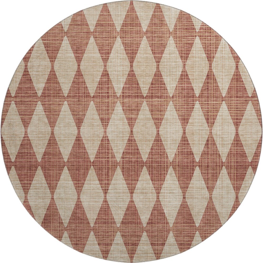 Premium Machine Washable Mayfield  Paprika 8' x 8' Round Rug. Picture 1