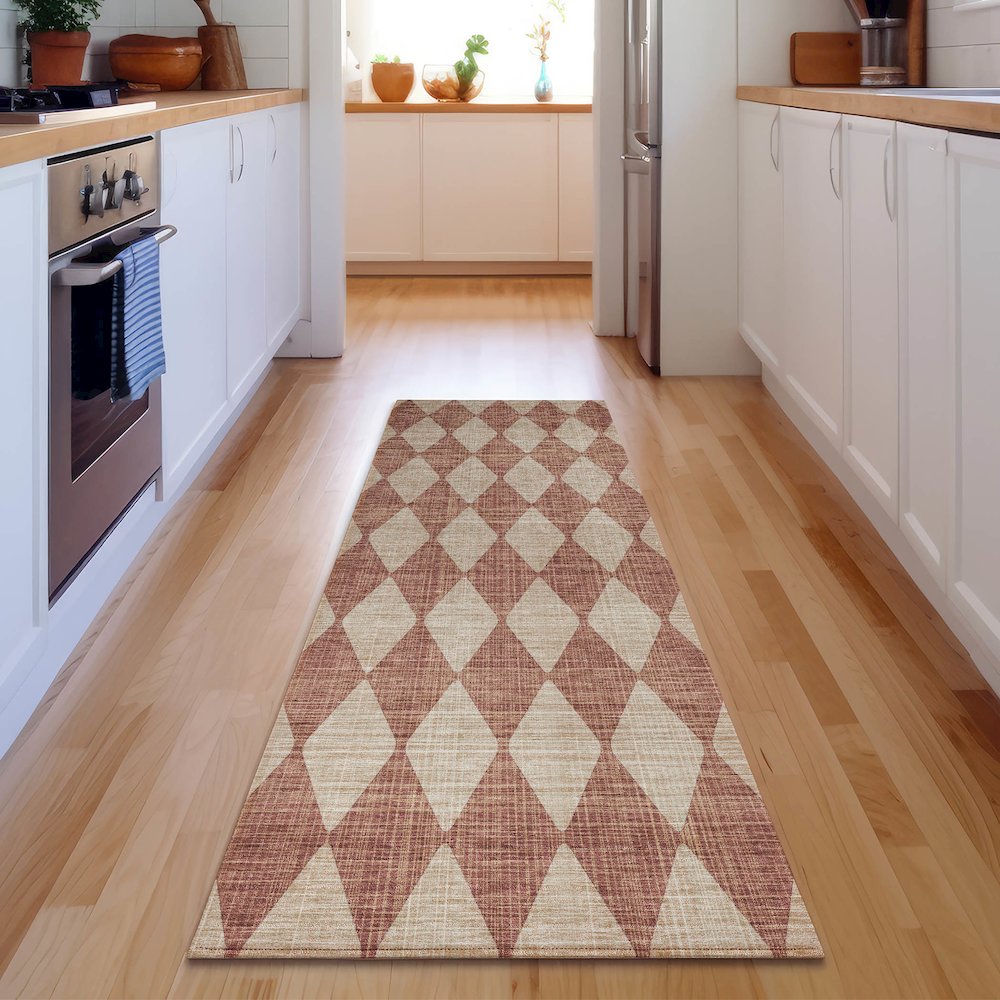 Premium Machine Washable Mayfield  Paprika 2'3" x 7'6" Runner Rug. Picture 5