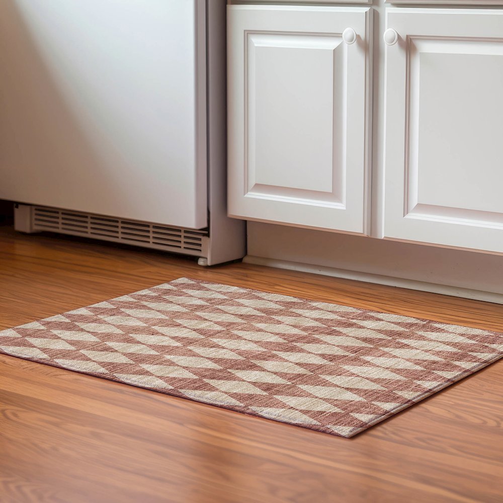 Premium Machine Washable Mayfield  Paprika 1'8" x 2'6" Rug. Picture 5