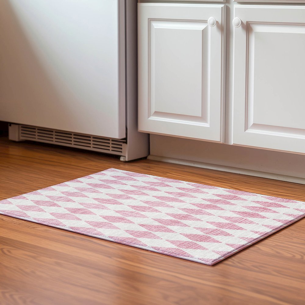 Premium Machine Washable Mayfield  Pink 1'8" x 2'6" Rug. Picture 5