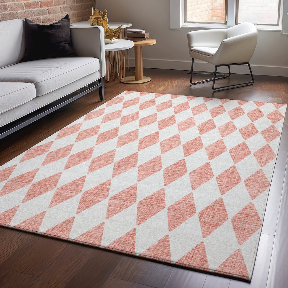 Premium Machine Washable Mayfield  Salmon 2'6" x 3'10" Rug. Picture 5