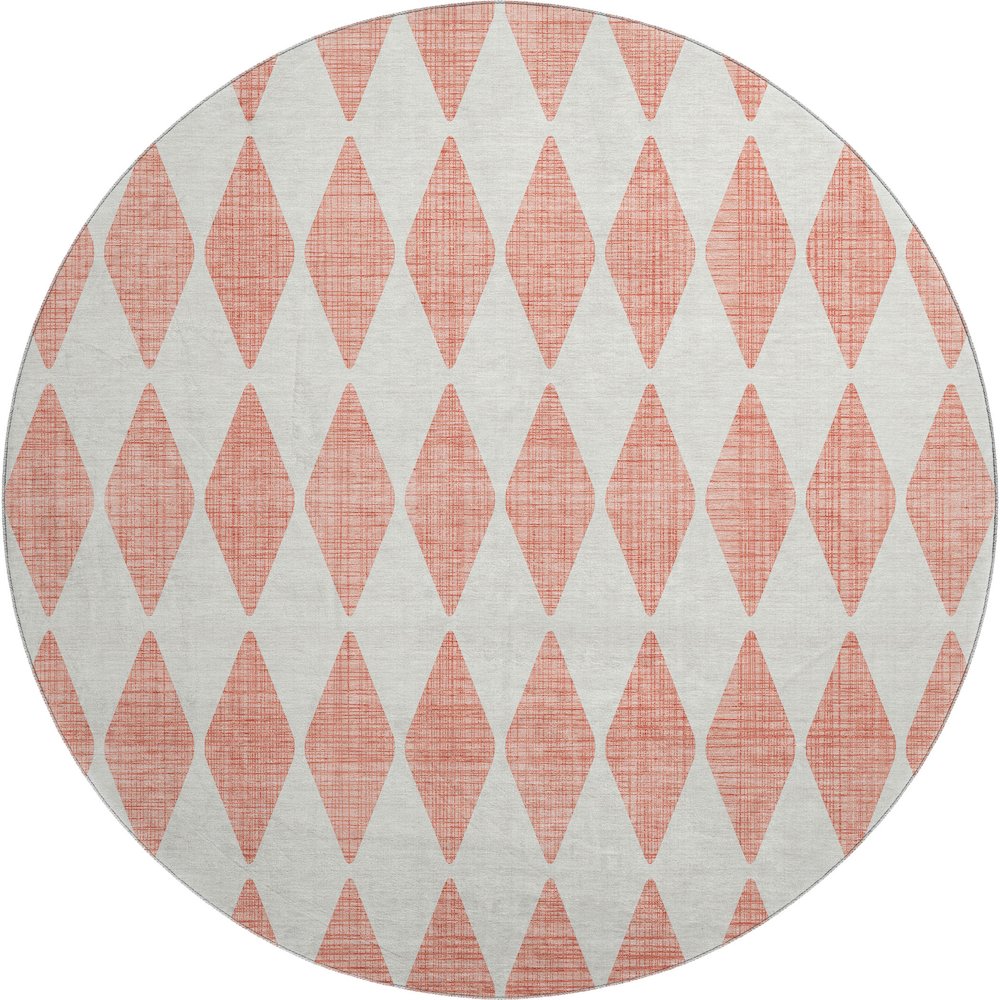 Premium Machine Washable Mayfield  Salmon 8' x 8' Round Rug. Picture 1