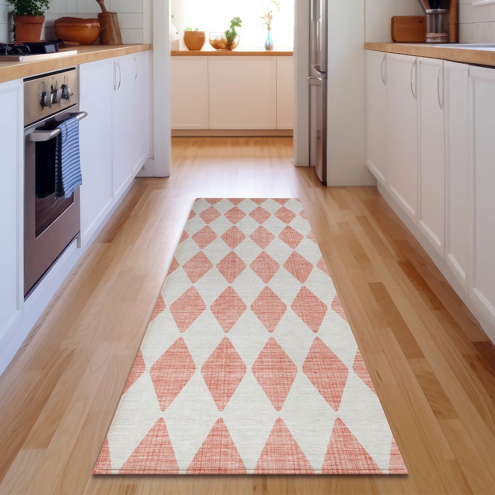 Premium Machine Washable Mayfield  Salmon 2'3" x 7'6" Runner Rug. Picture 5