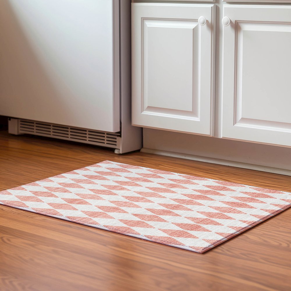 Premium Machine Washable Mayfield  Salmon 1'8" x 2'6" Rug. Picture 5