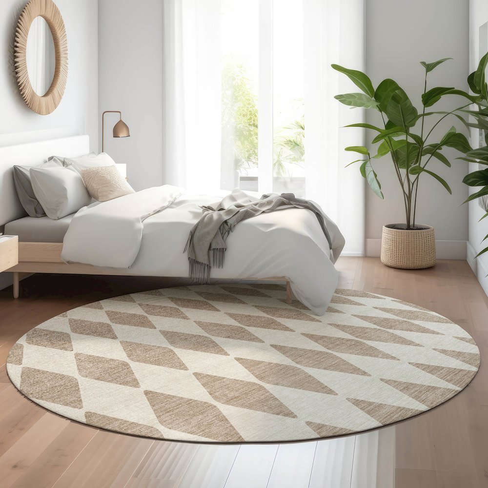 Premium Machine Washable Mayfield  Taupe 8' x 8' Round Rug. Picture 5