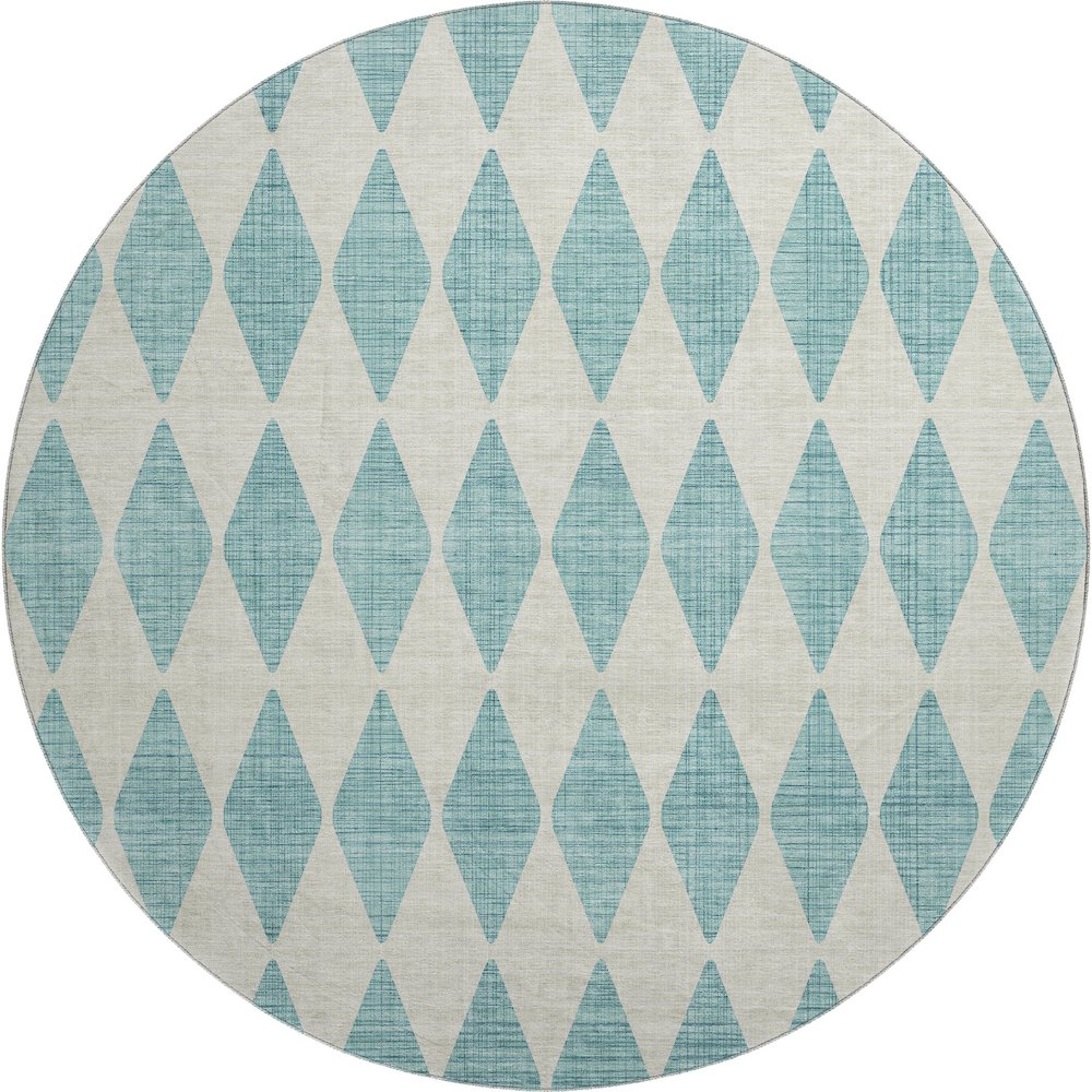Premium Machine Washable Mayfield  Teal 8' x 8' Round Rug. Picture 1
