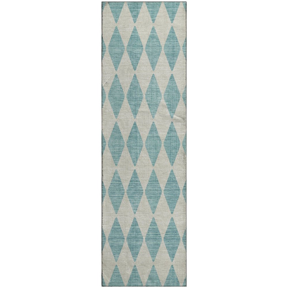 Premium Machine Washable Mayfield  Teal 2'3" x 7'6" Runner Rug. Picture 1