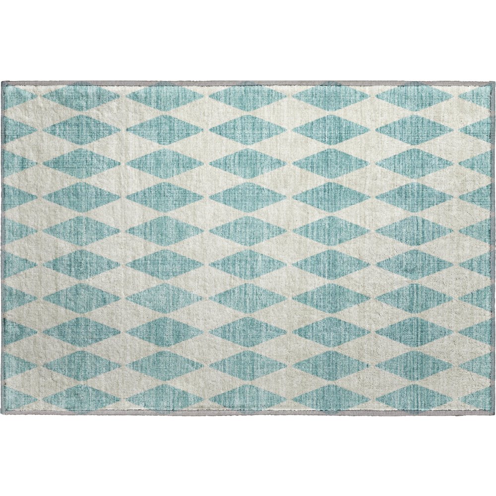 Premium Machine Washable Mayfield  Teal 1'8" x 2'6" Rug. Picture 1