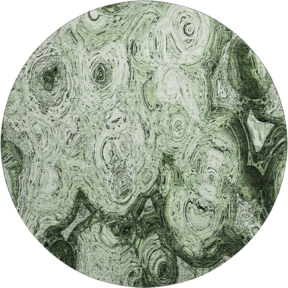 Premium Machine Washable Mayfield  Green 8' x 8' Round Rug. Picture 1