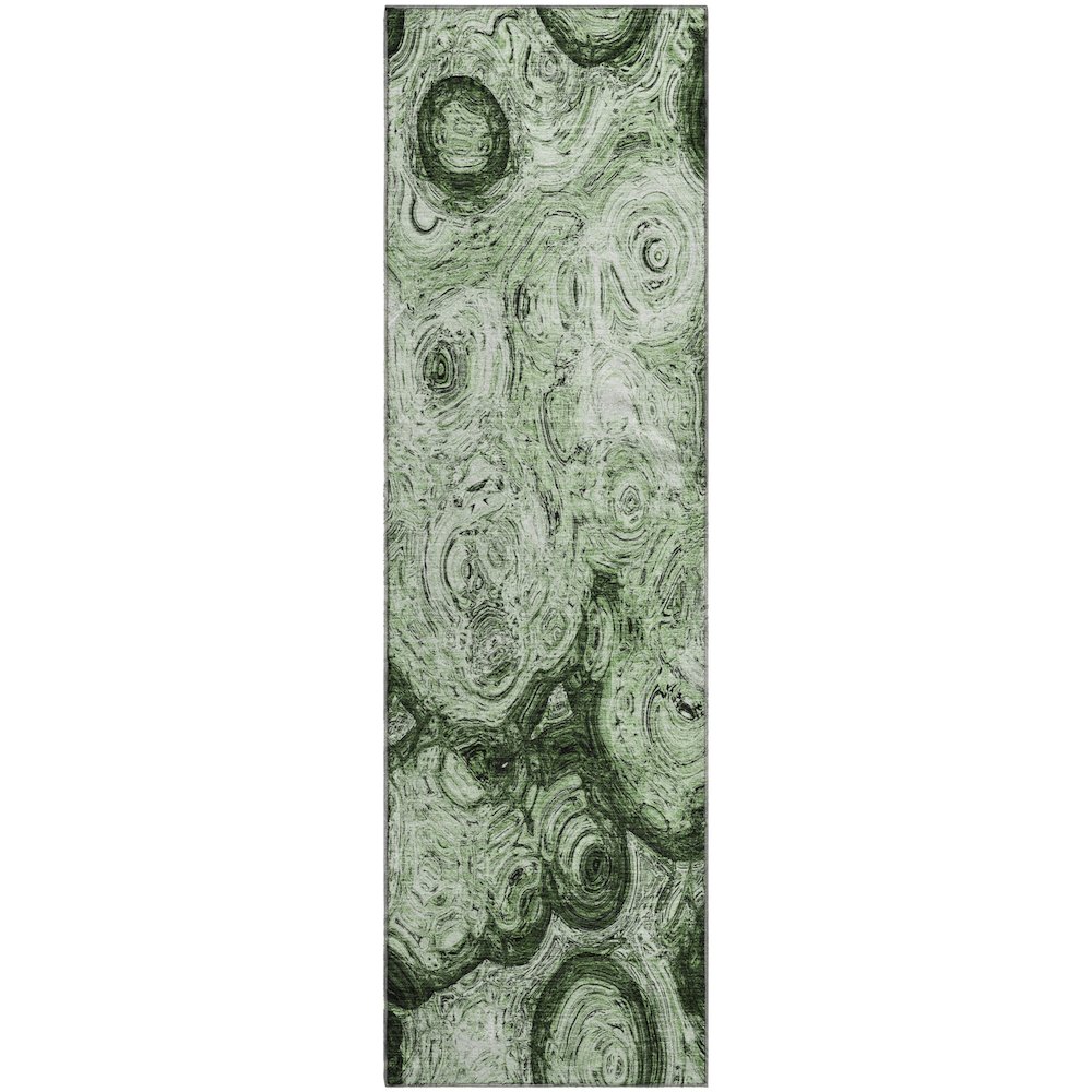 Premium Machine Washable Mayfield  Green 2'3" x 7'6" Runner Rug. Picture 1