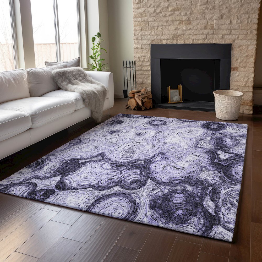 Premium Machine Washable Mayfield  Purple 2'6" x 3'10" Rug. Picture 6