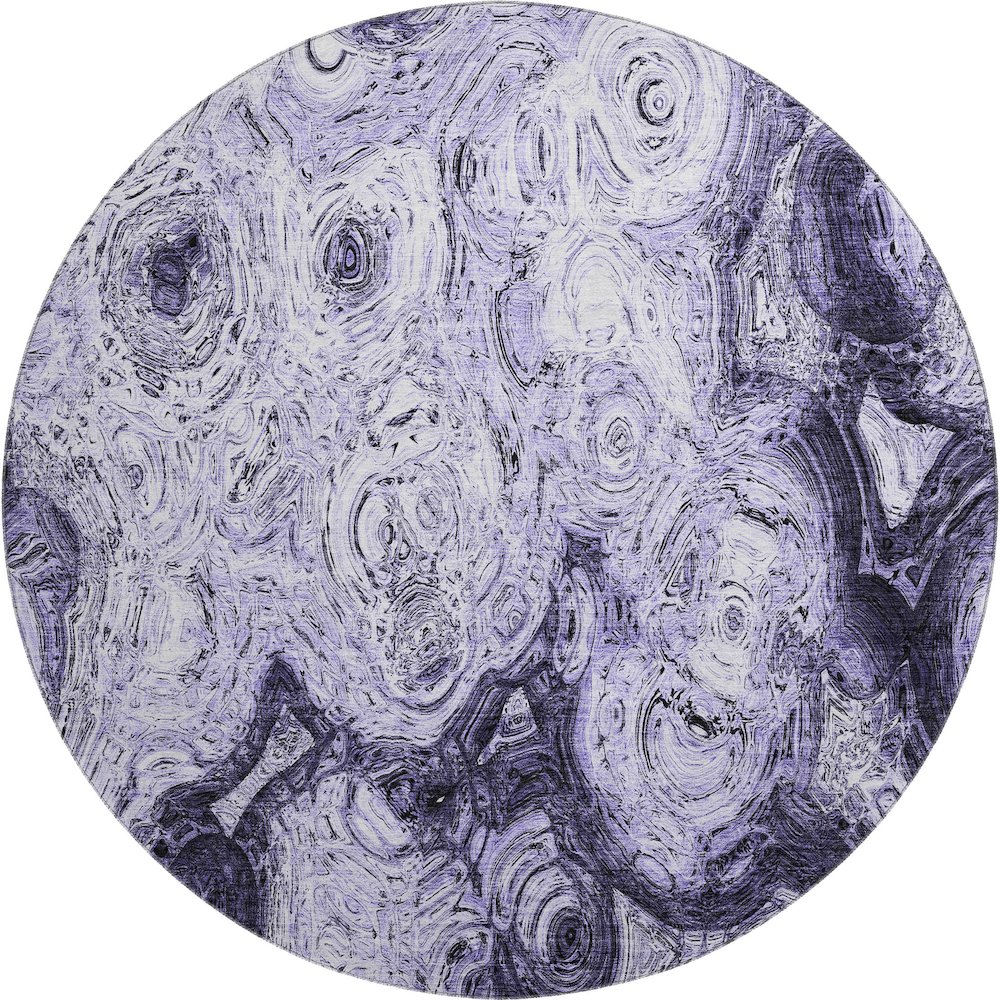 Premium Machine Washable Mayfield  Purple 8' x 8' Round Rug. Picture 1