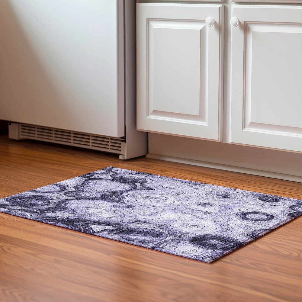 Premium Machine Washable Mayfield  Purple 1'8" x 2'6" Rug. Picture 5