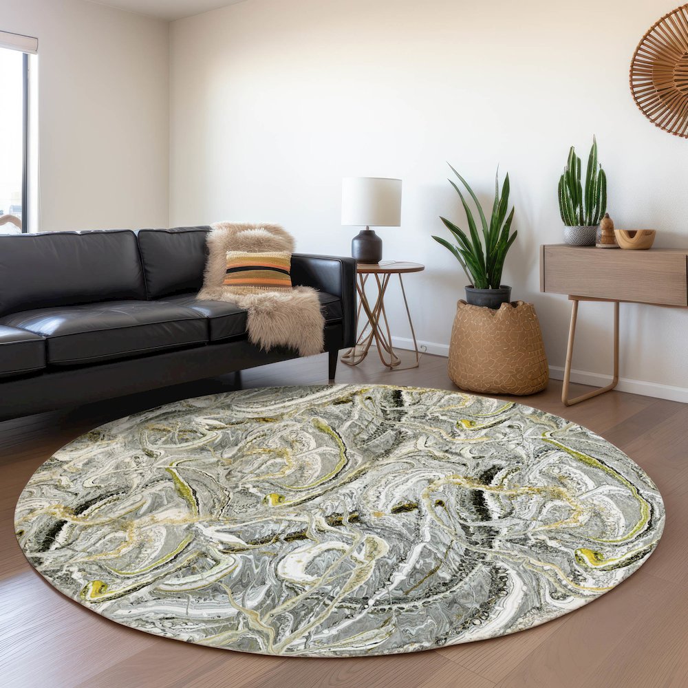Premium Machine Washable Mayfield  Cyclone 8' x 8' Round Rug. Picture 5