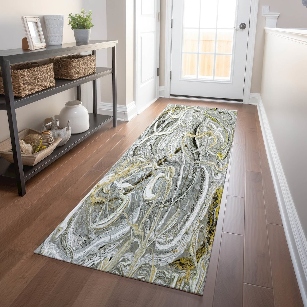 Premium Machine Washable Mayfield  Cyclone 2'3" x 7'6" Runner Rug. Picture 5