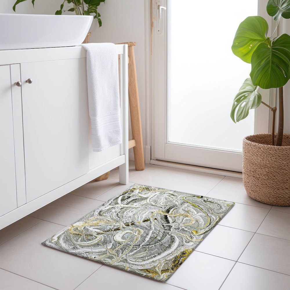 Premium Machine Washable Mayfield  Cyclone 1'8" x 2'6" Rug. Picture 5