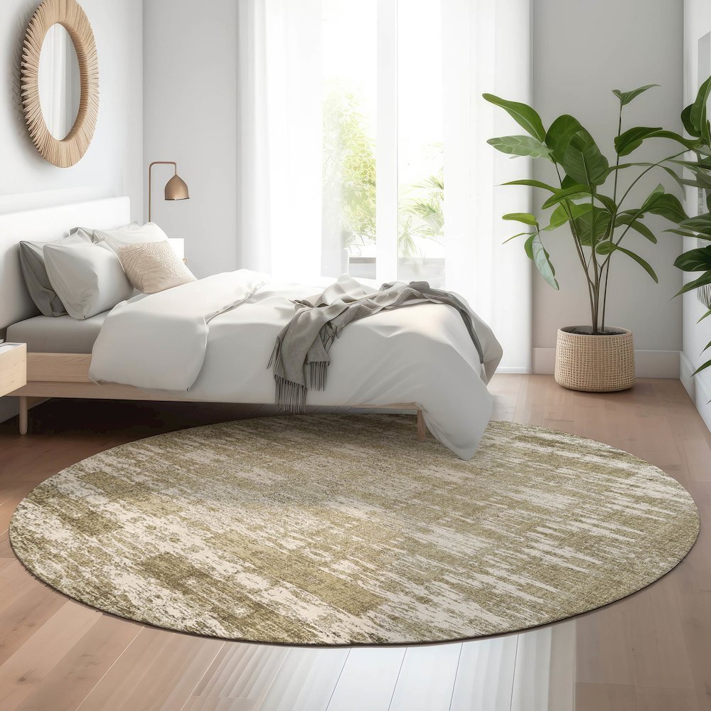 Premium Machine Washable Mayfield  Beige 8' x 8' Round Rug. Picture 5