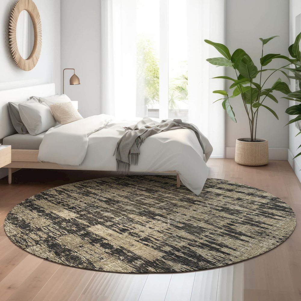 Premium Machine Washable Mayfield  Black 8' x 8' Round Rug. Picture 5