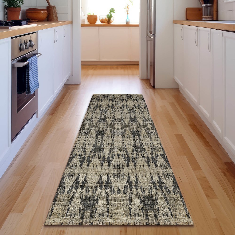 Premium Machine Washable Mayfield  Black 2'3" x 7'6" Runner Rug. Picture 5