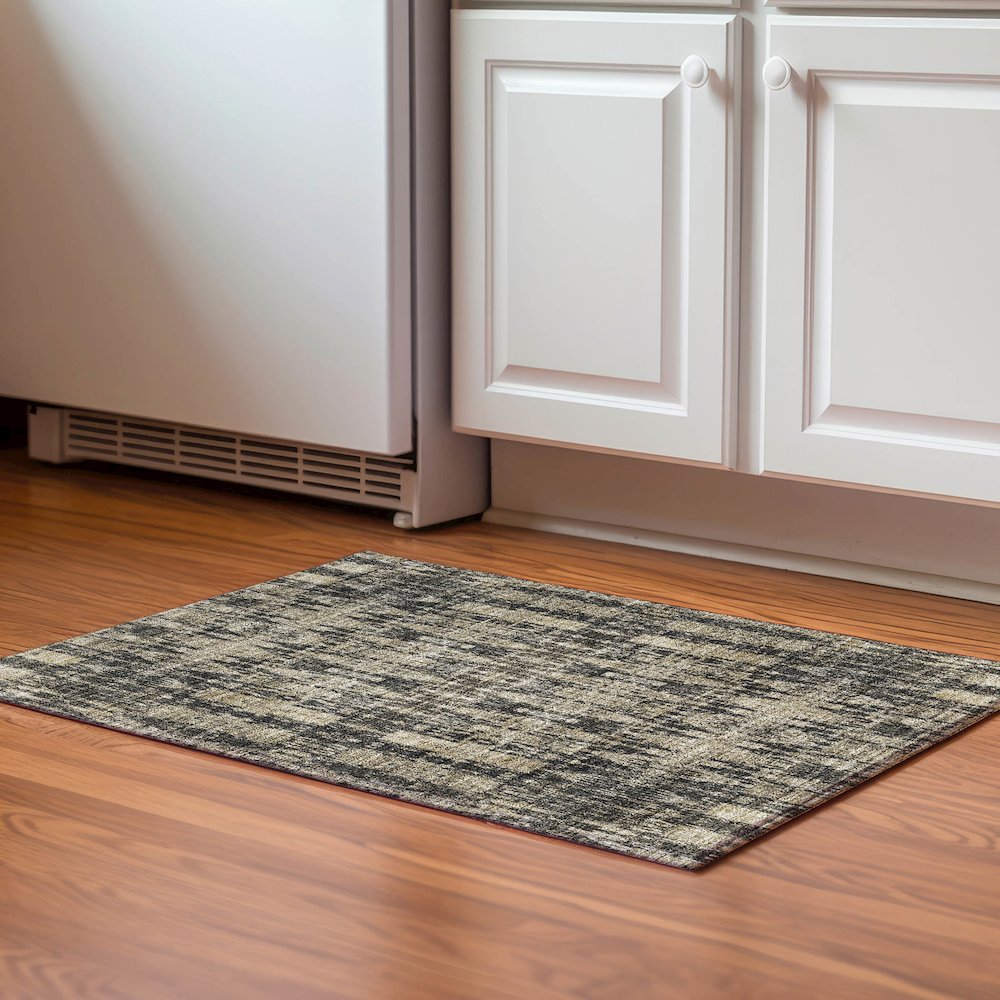 Premium Machine Washable Mayfield  Black 1'8" x 2'6" Rug. Picture 5