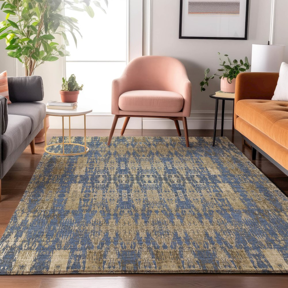 Premium Machine Washable Mayfield  Blue 2'6" x 3'10" Rug. Picture 5