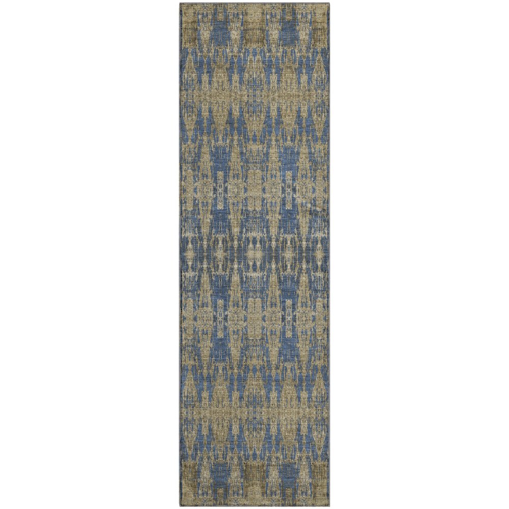Premium Machine Washable Mayfield  Blue 2'3" x 7'6" Runner Rug. Picture 1