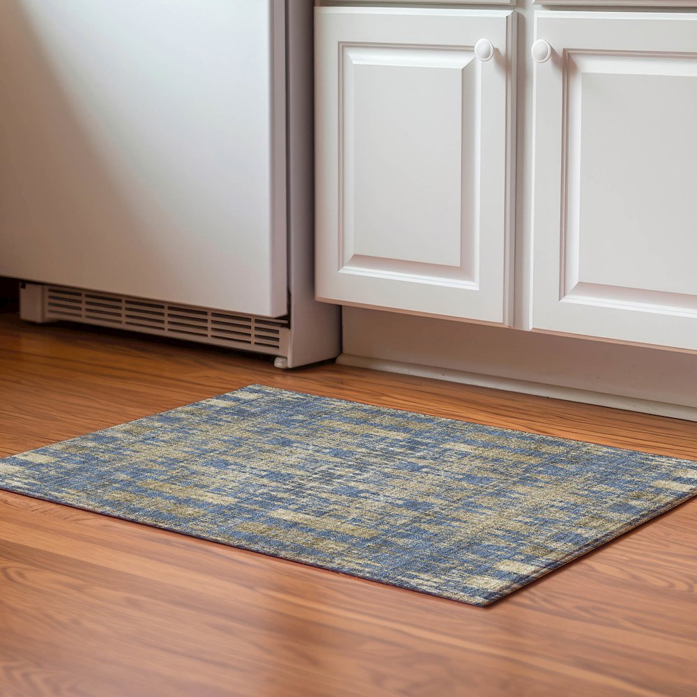 Premium Machine Washable Mayfield  Blue 1'8" x 2'6" Rug. Picture 5