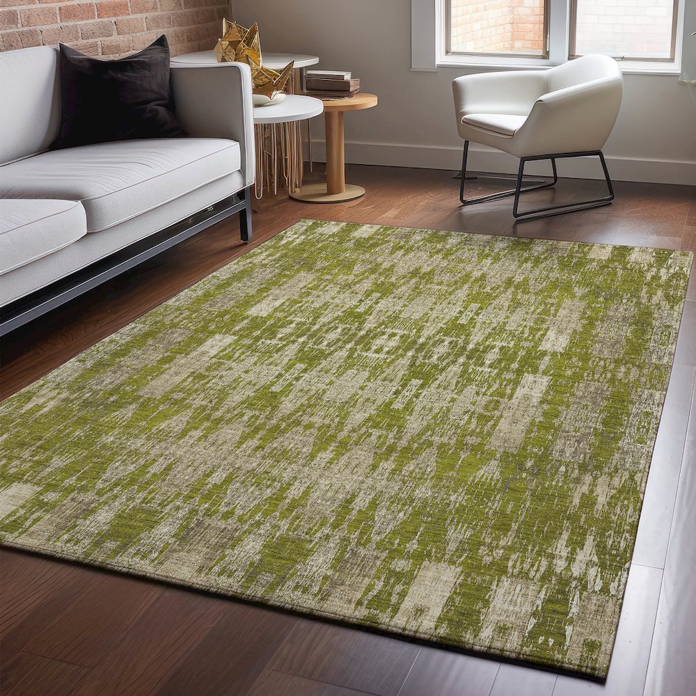 Premium Machine Washable Mayfield  Olive 2'6" x 3'10" Rug. Picture 5