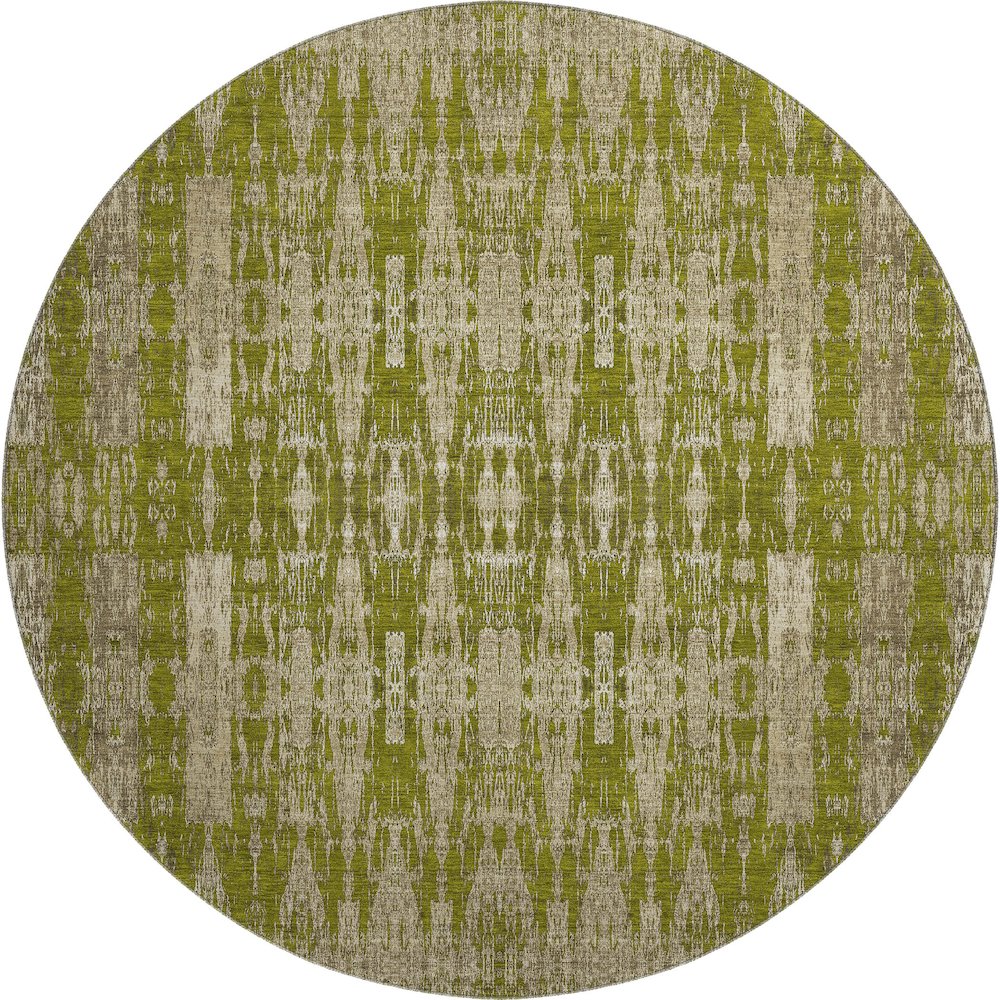 Premium Machine Washable Mayfield  Olive 8' x 8' Round Rug. Picture 1