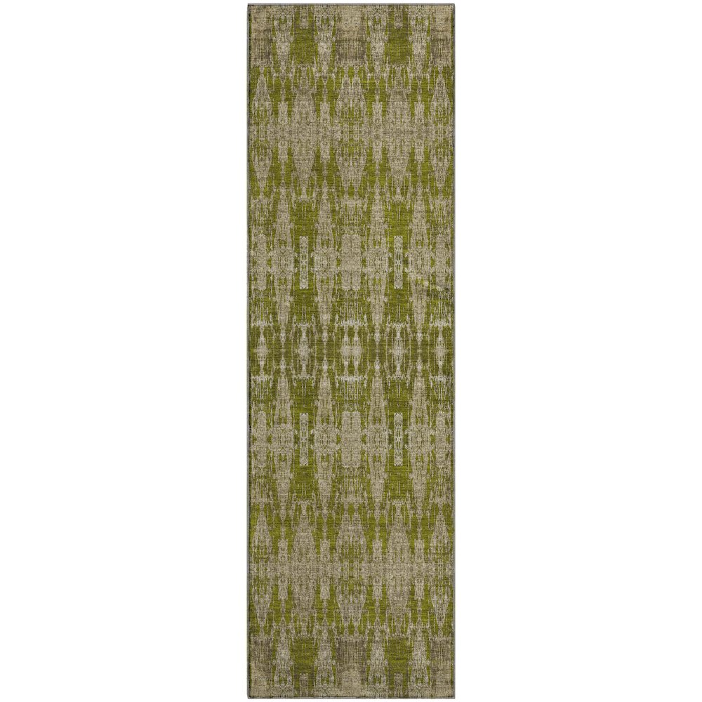 Premium Machine Washable Mayfield  Olive 2'3" x 7'6" Runner Rug. Picture 1